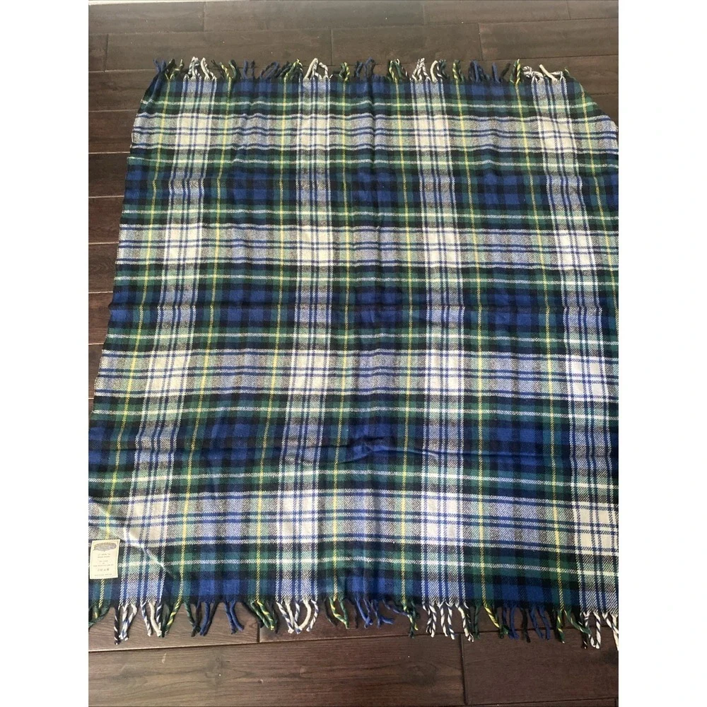 Vintage Faribault Woolen Blackwatch Tartan Plaid WOOL Throw Blanket 51